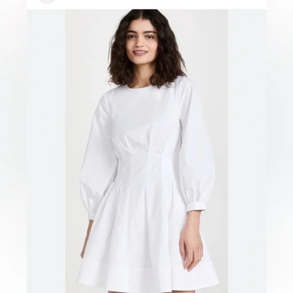 Veronica Beard White A-Line Dress with Bishop Sleeves